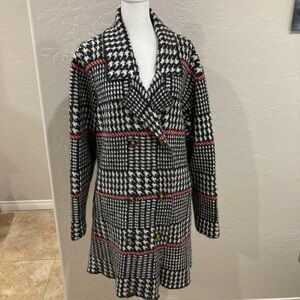 Evowlution by Cyrus Houndstooth Double-Breasted Sweater Coat Size 2X